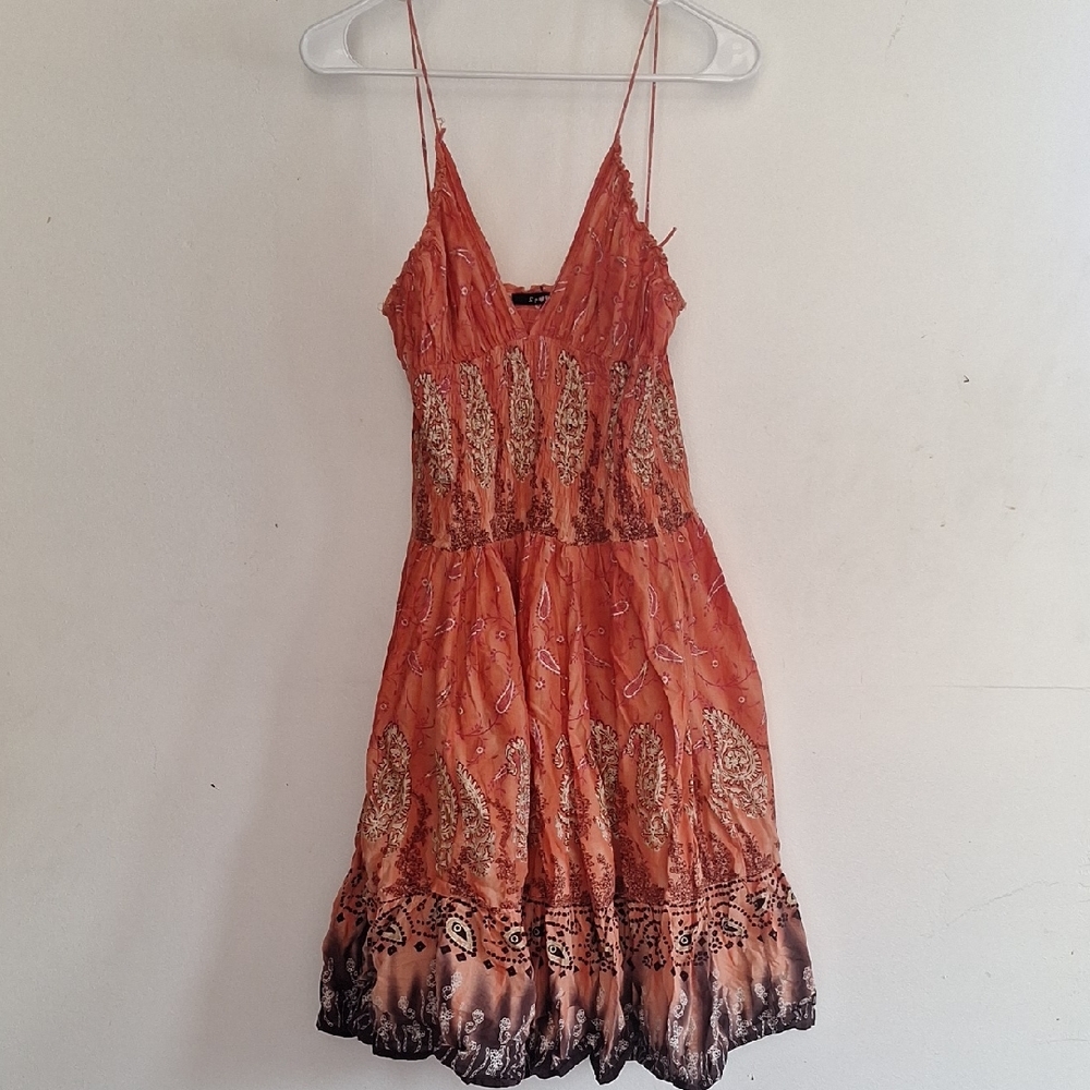 Elegant Orange and Black Women's Dress